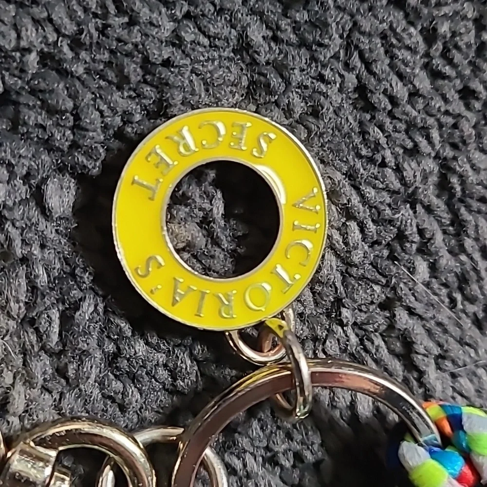Victoria's Secret keychain pink tassel, heart, yellow VS. Green‎ palm tree